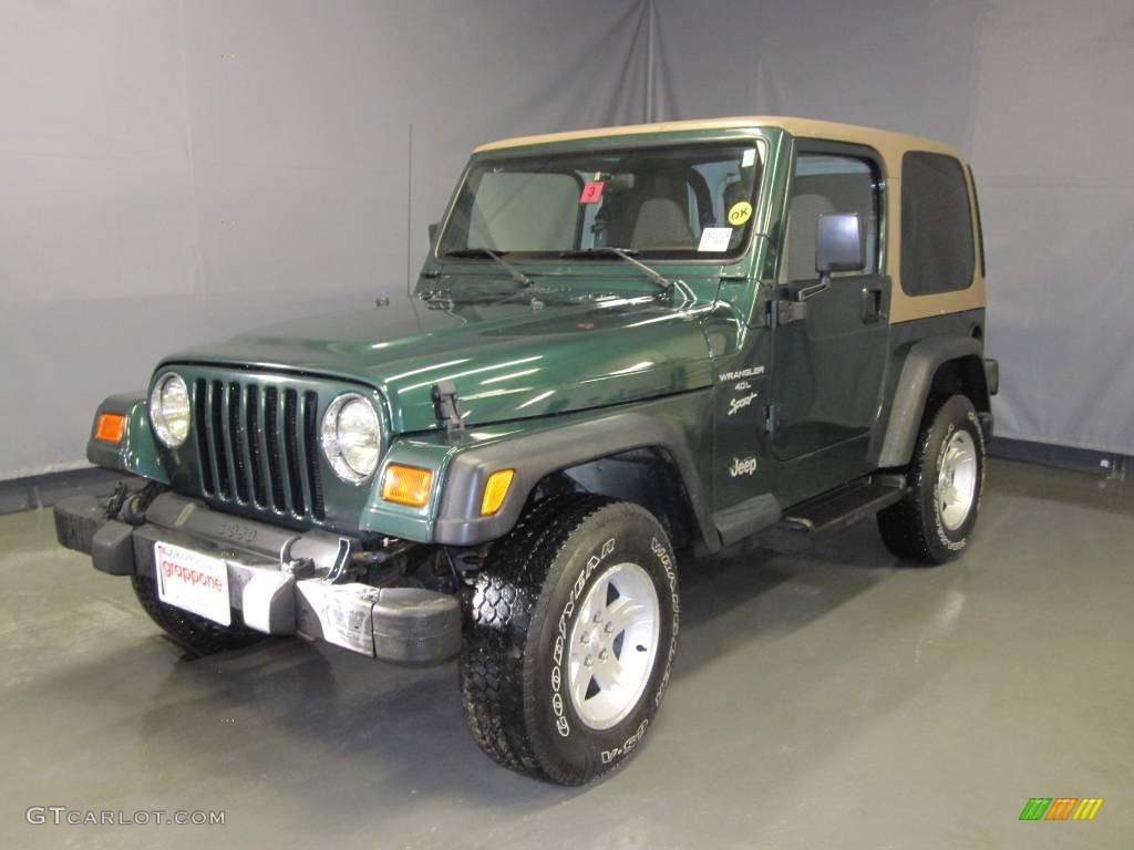 2000 Wrangler Sport 4x4 - Forest Green Pearl / Camel photo #1