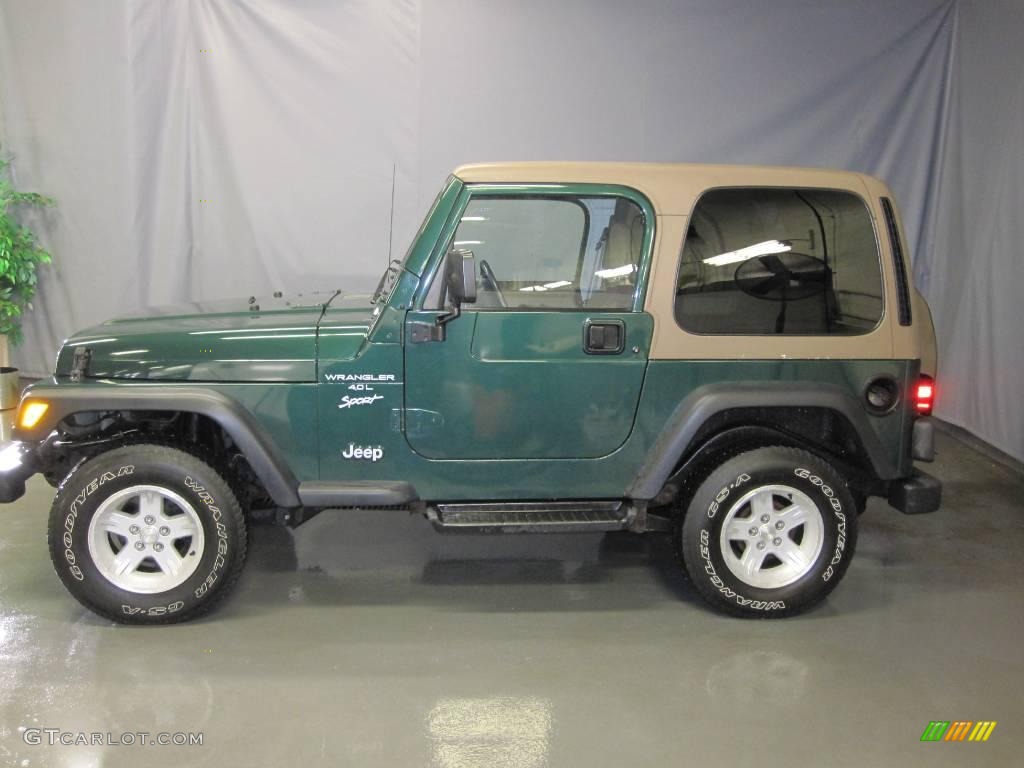 2000 Wrangler Sport 4x4 - Forest Green Pearl / Camel photo #2