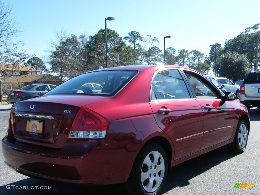 2009 Spectra EX Sedan - Spicy Red Metallic / Beige photo #5