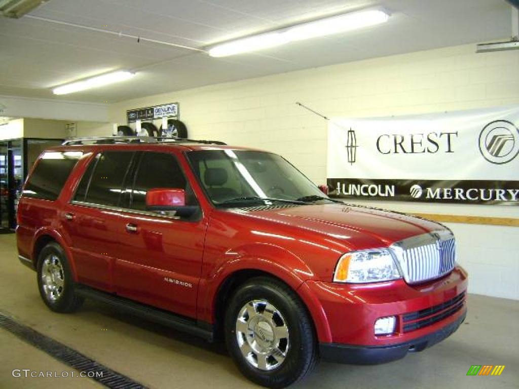 2005 Navigator Luxury 4x4 - Vivid Red Metallic / Camel photo #1
