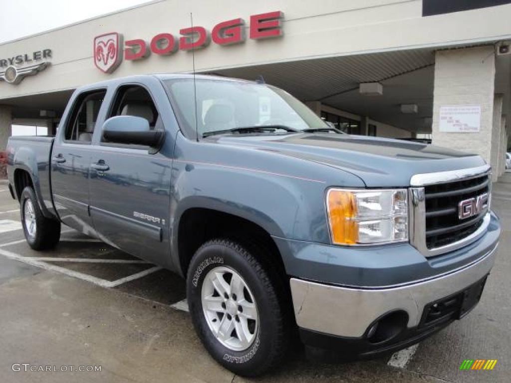 2008 Sierra 1500 SLT Crew Cab 4x4 - Stealth Gray Metallic / Light Titanium photo #1