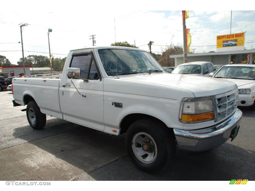 1992 F150 S Regular Cab - Oxford White / Blue photo #1