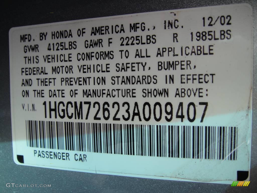 2003 Accord EX Coupe - Satin Silver Metallic / Black photo #17