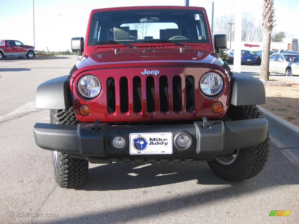 2009 Wrangler X 4x4 - Flame Red / Dark Khaki/Medium Khaki photo #2