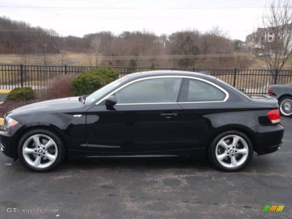 2008 1 Series 128i Coupe - Jet Black / Black photo #2