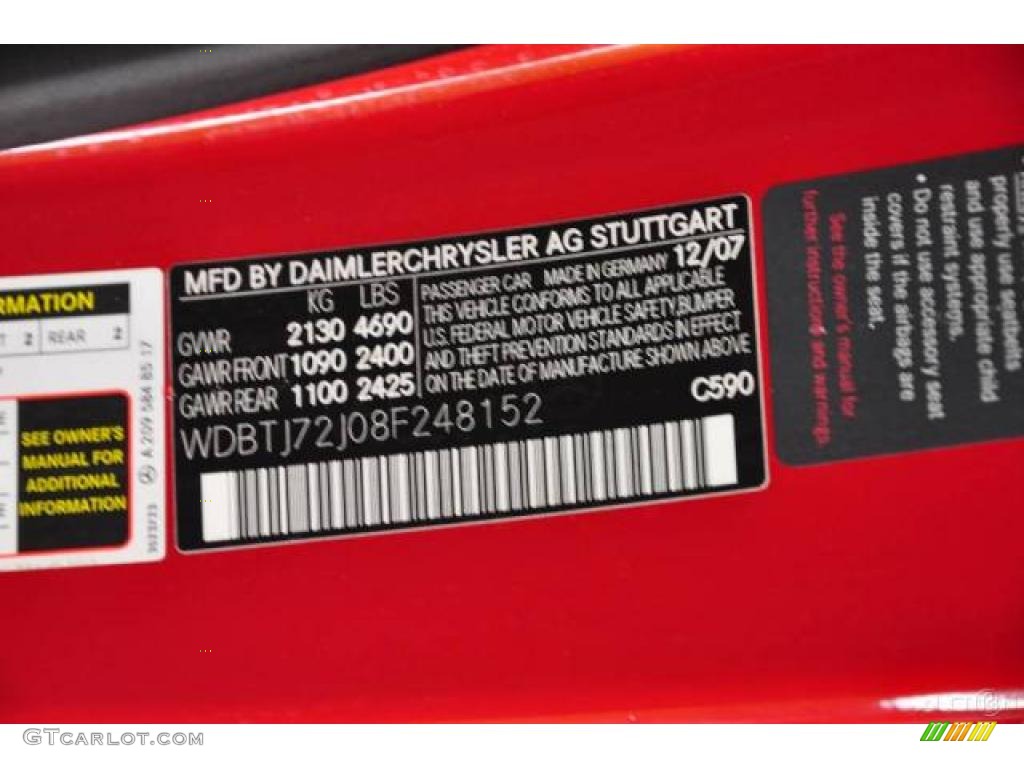 2008 CLK Color Code 590 for Mars Red Photo #25226010