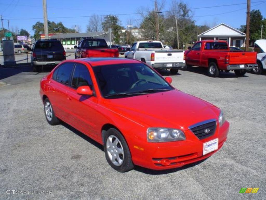 2004 Elantra GLS Sedan - Rally Red / Gray photo #3