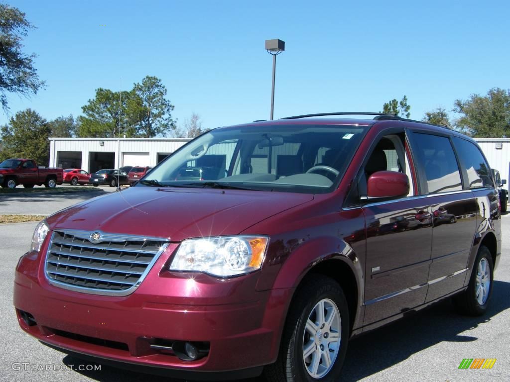 2008 Town & Country Touring - Deep Crimson Crystal Pearlcoat / Medium Pebble Beige/Cream photo #1