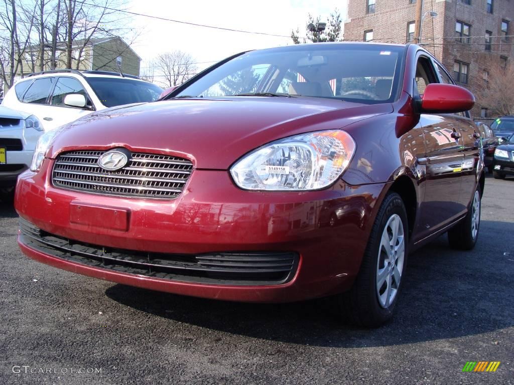 2009 Accent GLS 4 Door - Wine Red / Beige photo #1