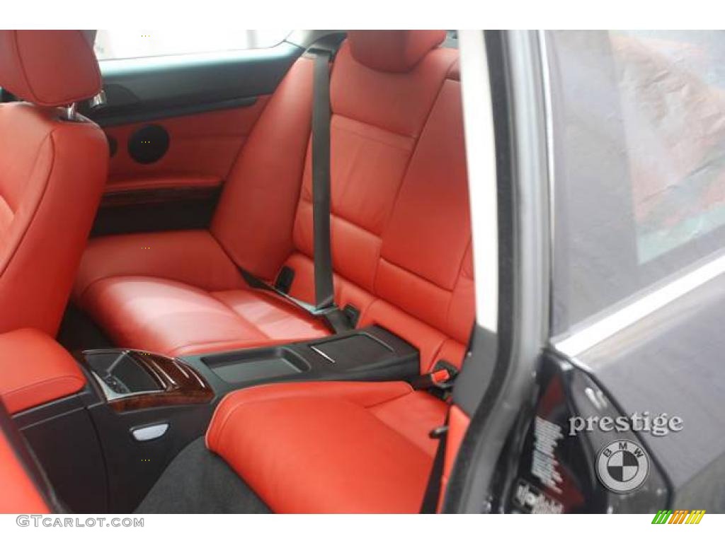 2009 3 Series 328xi Coupe - Black Sapphire Metallic / Coral Red/Black Dakota Leather photo #10