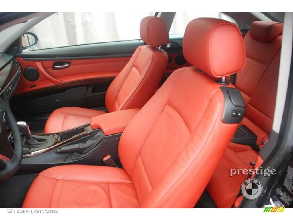 2009 3 Series 328xi Coupe - Black Sapphire Metallic / Coral Red/Black Dakota Leather photo #12