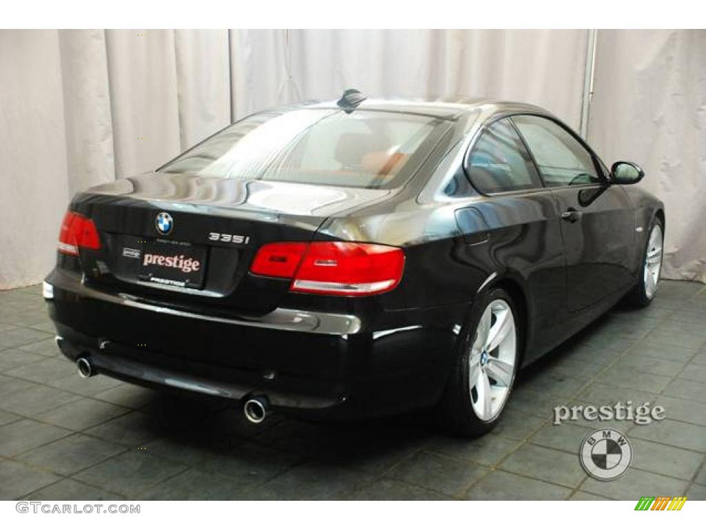 2009 3 Series 335i Coupe - Black Sapphire Metallic / Coral Red/Black Dakota Leather photo #6