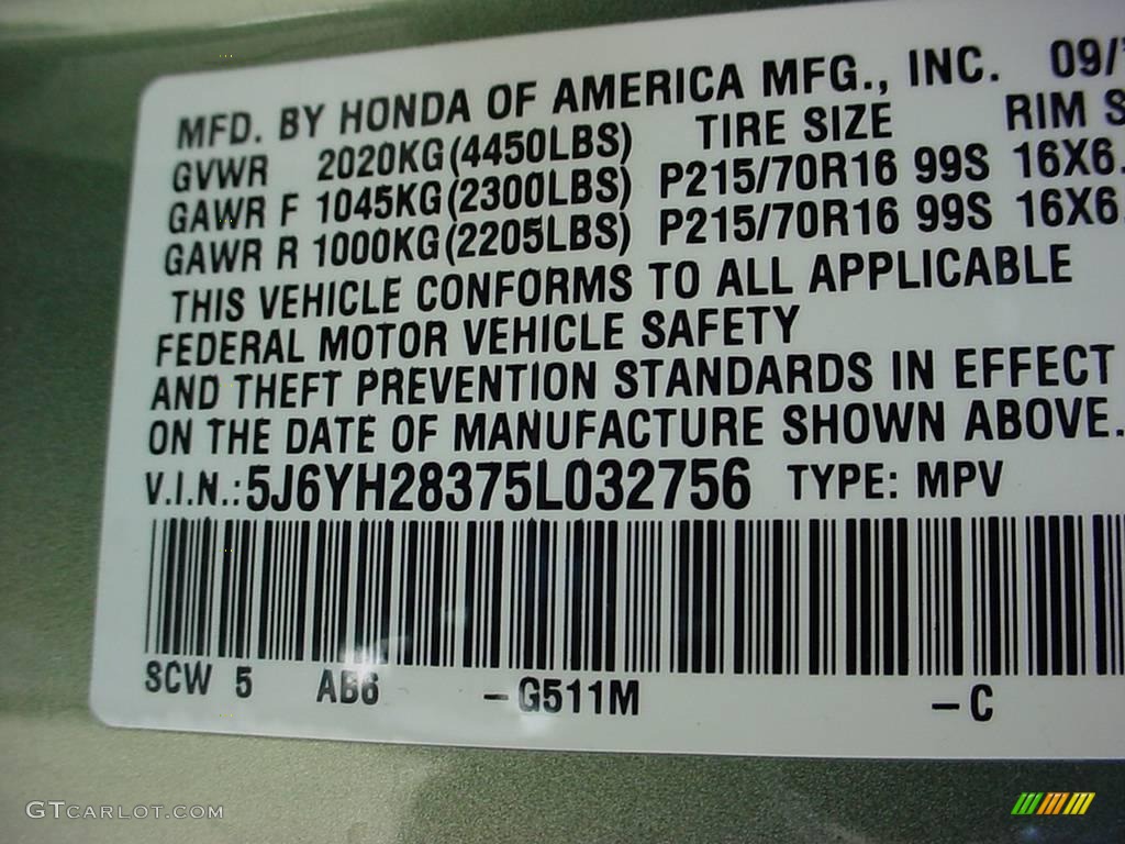 2005 Element LX AWD - Galapagos Green Metallic / Gray/Green photo #19