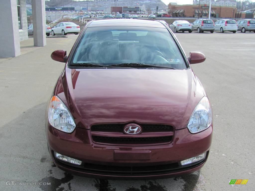 2007 Accent SE Coupe - Wine Red / Gray photo #10