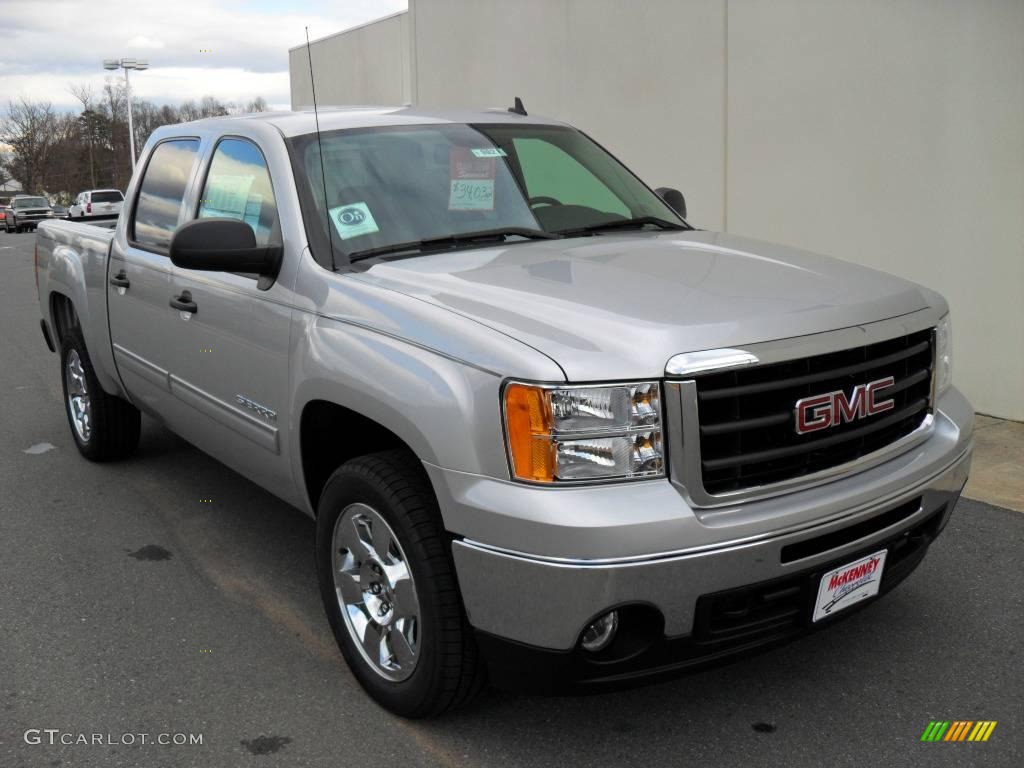 2010 Sierra 1500 SLE Crew Cab - Pure Silver Metallic / Ebony photo #5