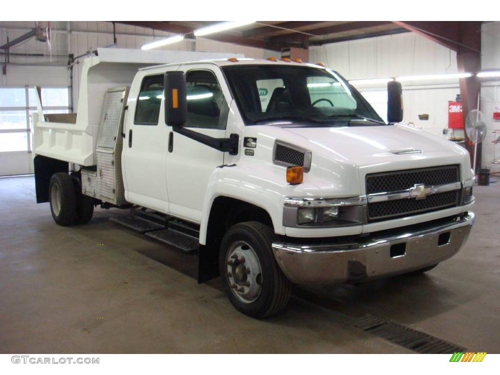 2004 C Series Kodiak C4500 Crew Cab Utility Dump Truck - Summit White / Black photo #4