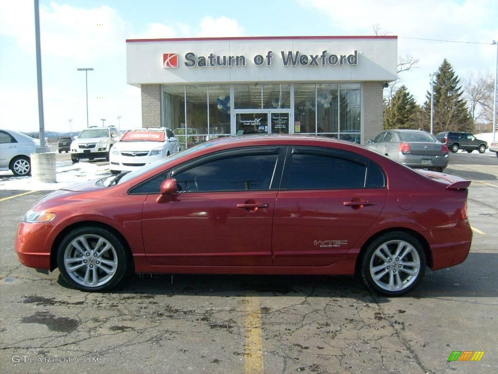 2007 Civic Si Sedan - Habanero Red Pearl / Black photo #1