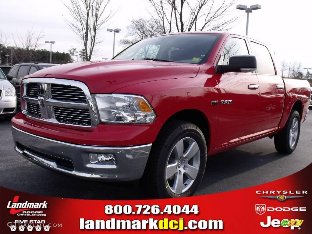 2010 Ram 1500 Big Horn Crew Cab 4x4 - Flame Red / Dark Slate/Medium Graystone photo #1