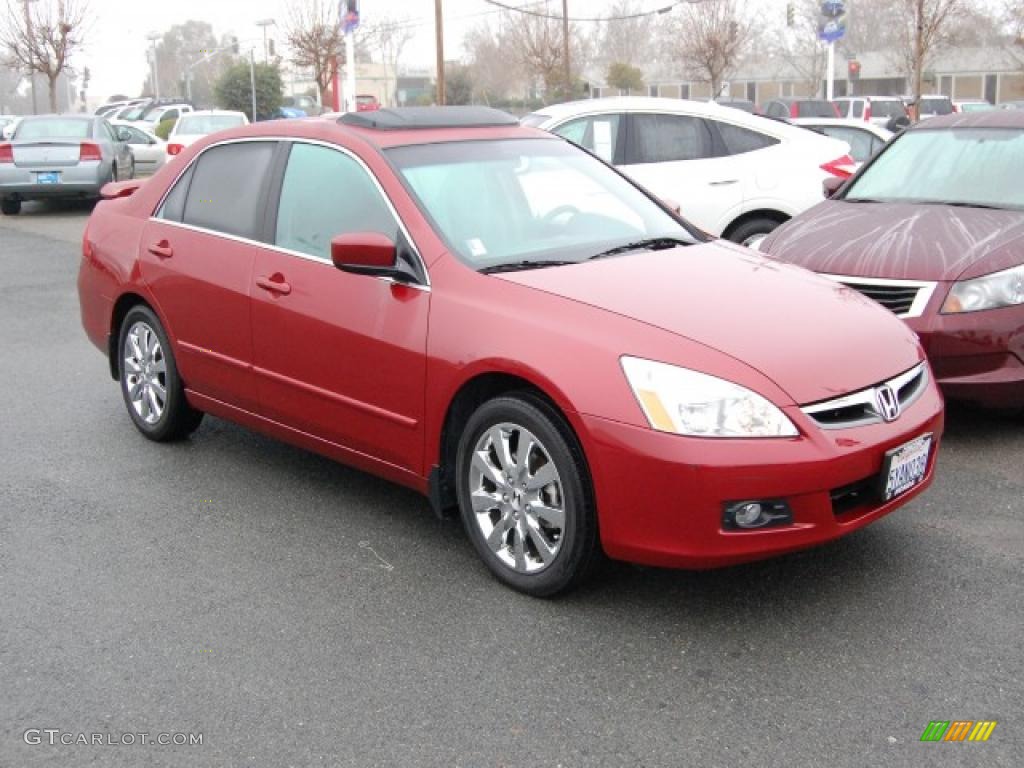 2007 Accord EX-L V6 Sedan - Moroccan Red Pearl / Gray photo #1