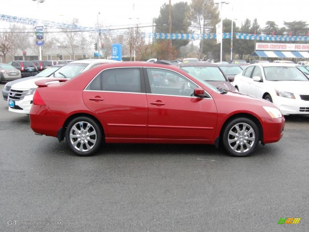 2007 Accord EX-L V6 Sedan - Moroccan Red Pearl / Gray photo #2