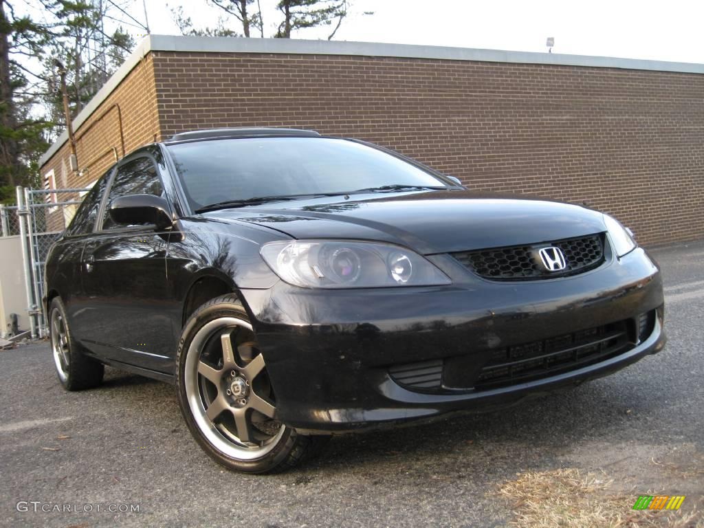 2004 Civic EX Coupe - Nighthawk Black Pearl / Black photo #2