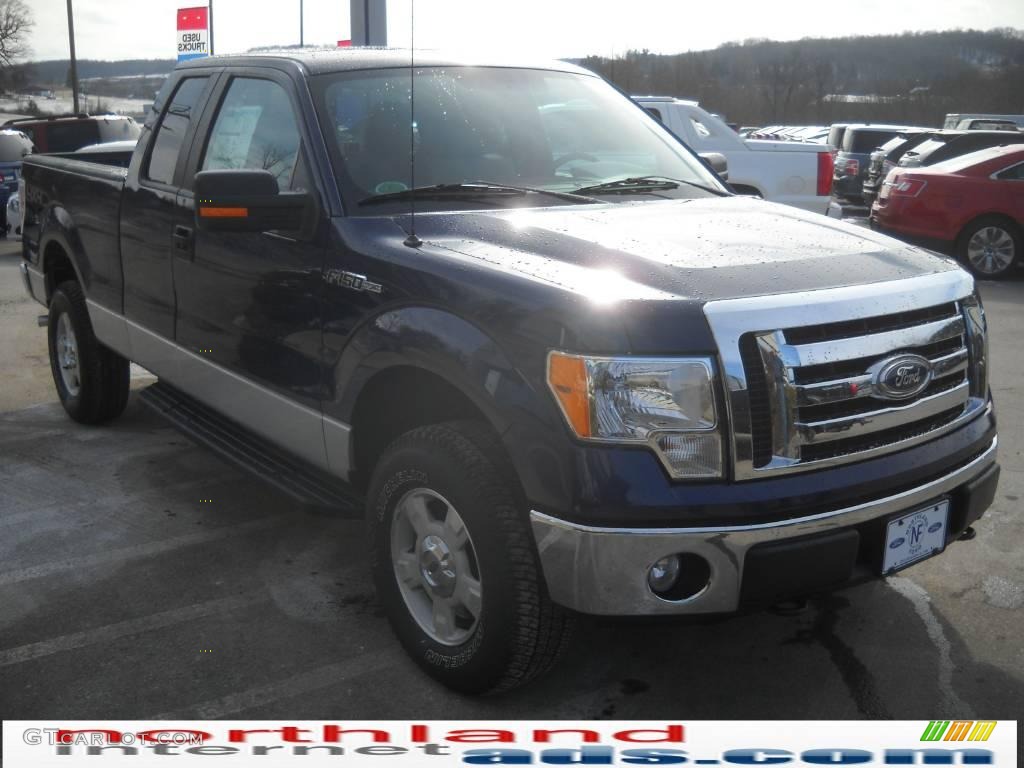 2010 F150 XLT SuperCab 4x4 - Dark Blue Pearl Metallic / Medium Stone photo #4