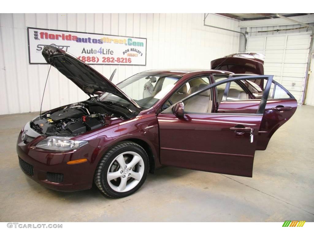 2006 MAZDA6 i Sedan - Black Cherry Mica / Beige photo #52