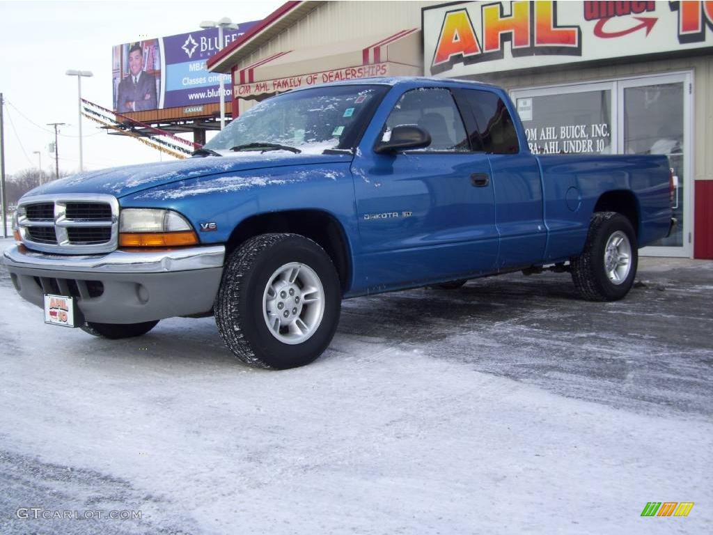 2000 Dakota SLT Extended Cab - Intense Blue Pearl / Agate photo #1