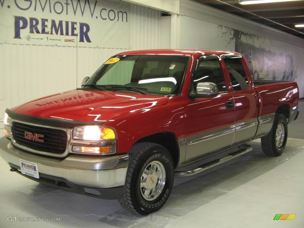 2002 Sierra 1500 SLE Extended Cab 4x4 - Fire Red / Graphite photo #2