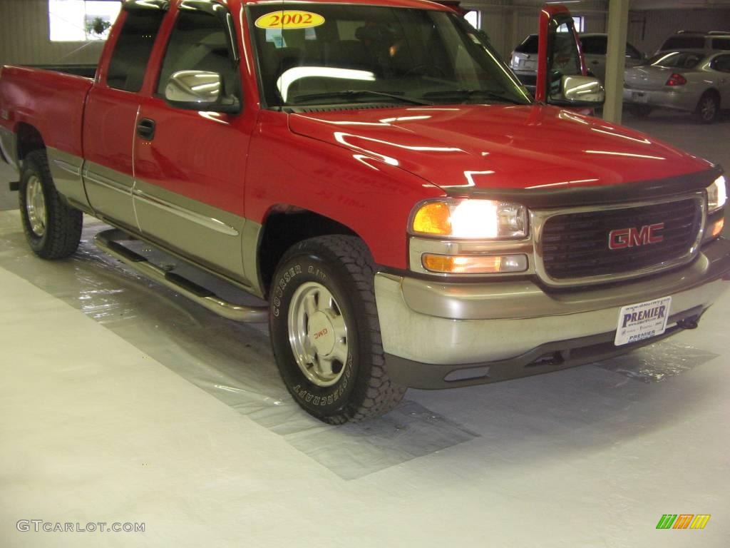 2002 Sierra 1500 SLE Extended Cab 4x4 - Fire Red / Graphite photo #7