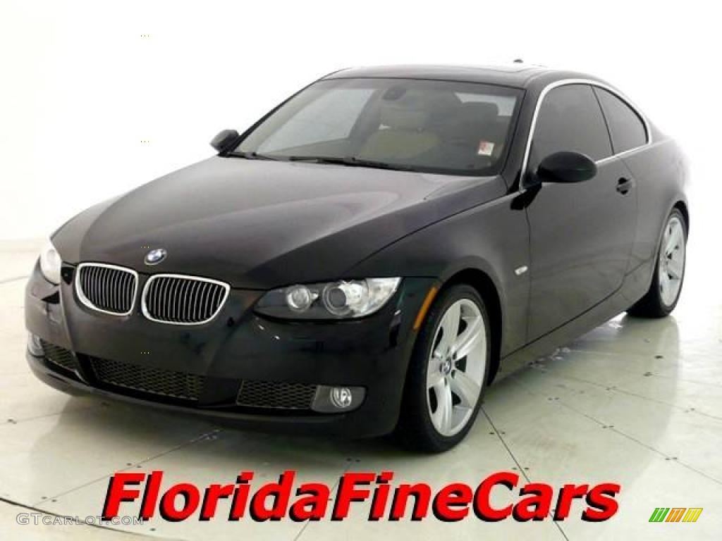 2007 3 Series 335i Coupe - Black Sapphire Metallic / Cream Beige photo #1