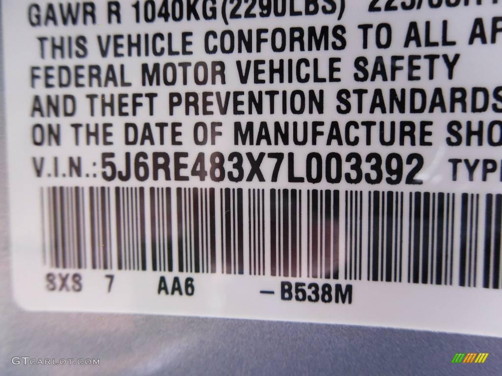 2007 CR-V LX 4WD - Glacier Blue Metallic / Gray photo #10