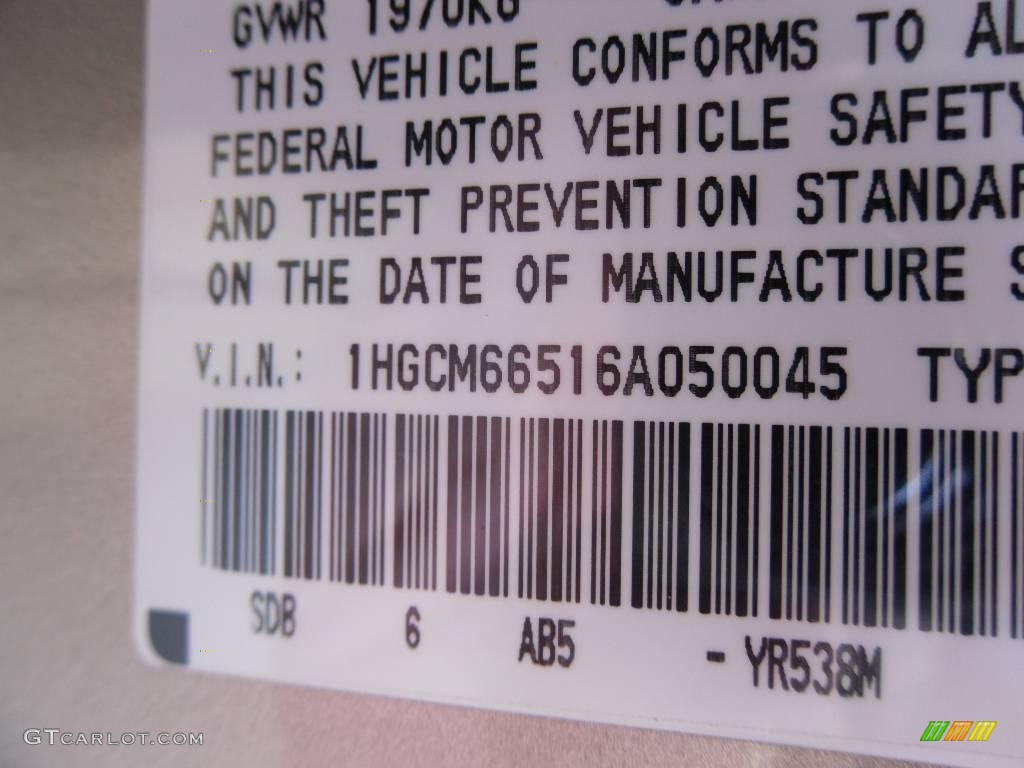 2006 Accord EX-L V6 Sedan - Desert Mist Metallic / Ivory photo #10