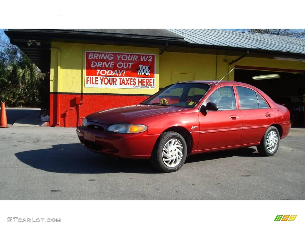 1998 Escort SE Sedan - Toreador Red Metallic / Gray photo #1