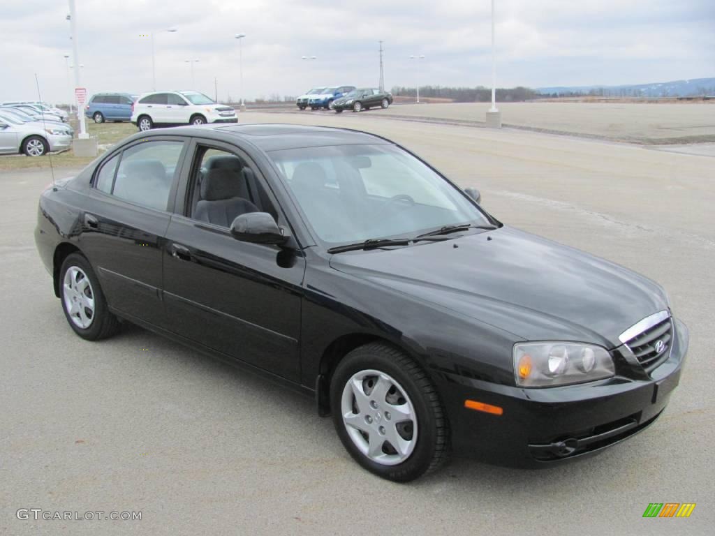 2006 Elantra GLS Sedan - Ebony Black / Gray photo #4