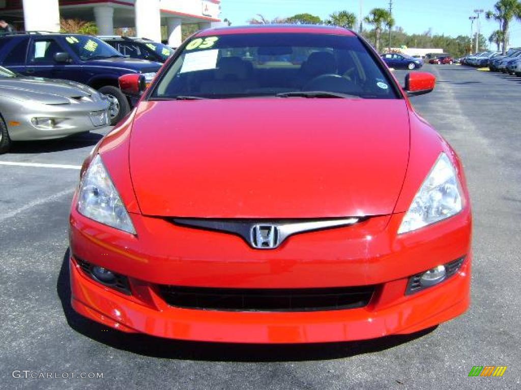 2003 Accord EX V6 Coupe - San Marino Red / Ivory photo #8