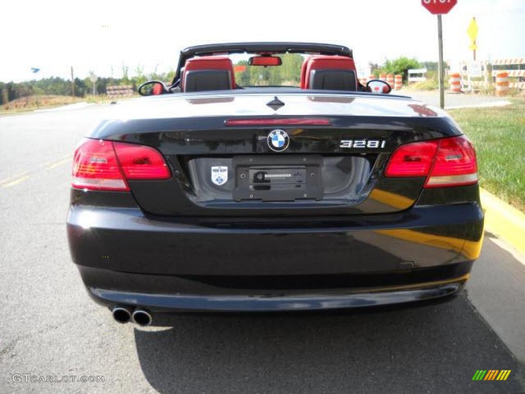 2009 3 Series 328i Convertible - Black Sapphire Metallic / Coral Red/Black Dakota Leather photo #4