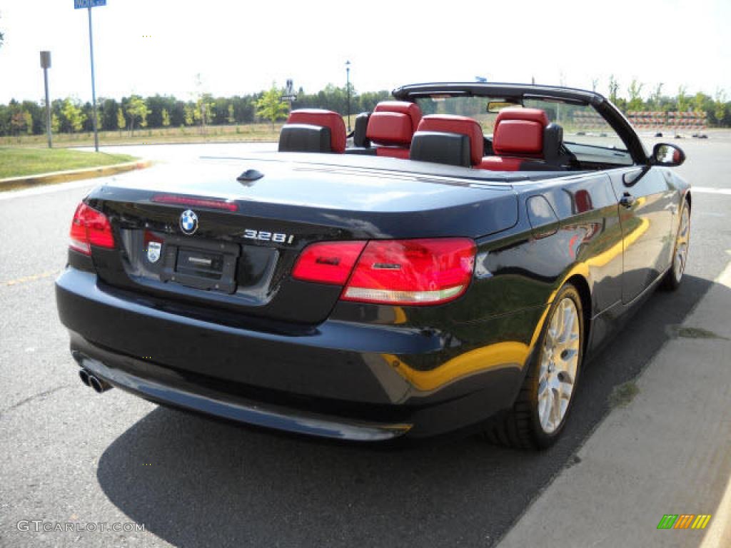 2009 3 Series 328i Convertible - Black Sapphire Metallic / Coral Red/Black Dakota Leather photo #5