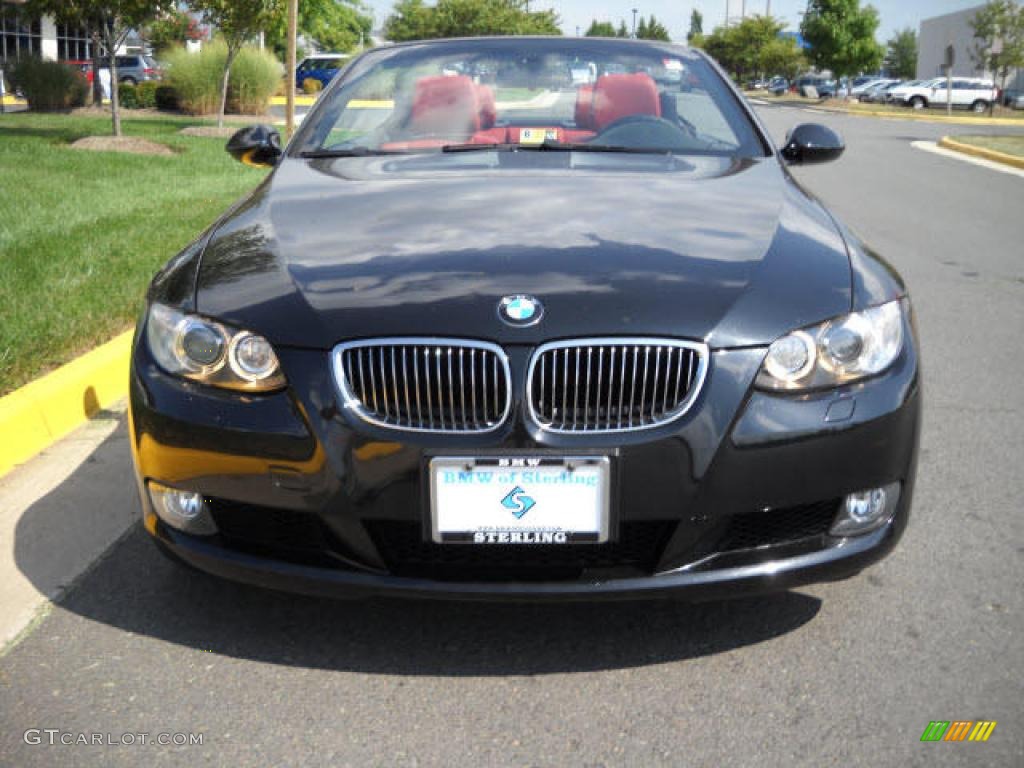 2009 3 Series 328i Convertible - Black Sapphire Metallic / Coral Red/Black Dakota Leather photo #8