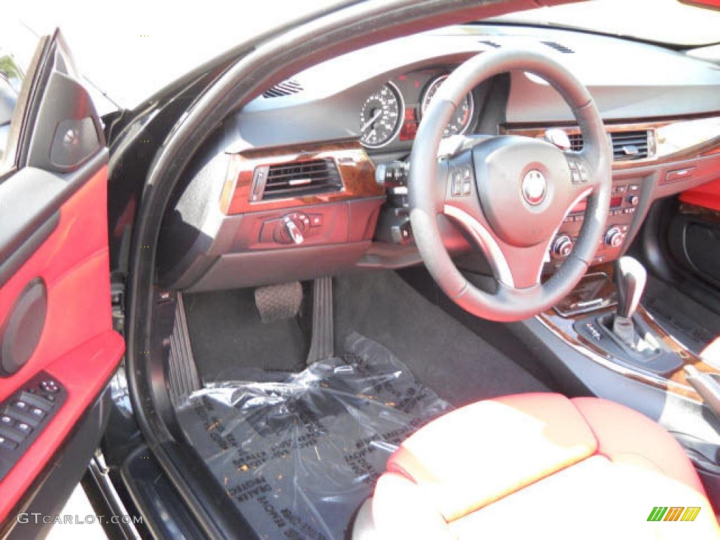 2009 3 Series 328i Convertible - Black Sapphire Metallic / Coral Red/Black Dakota Leather photo #9