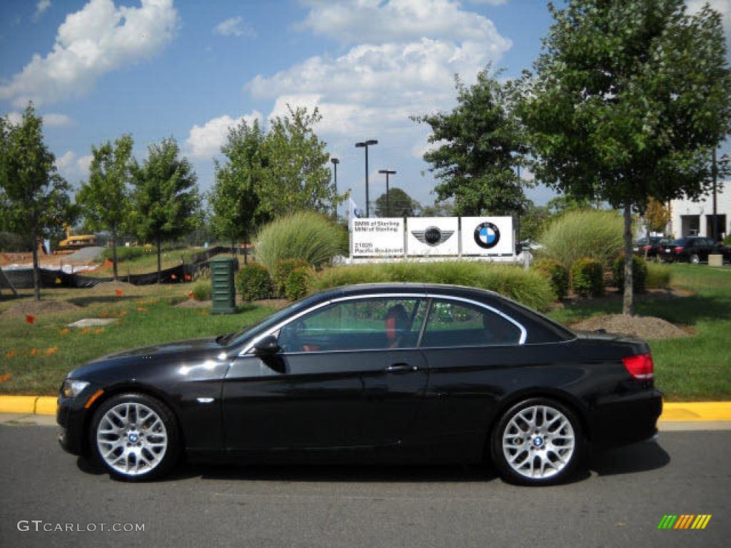 2009 3 Series 328i Convertible - Black Sapphire Metallic / Coral Red/Black Dakota Leather photo #14