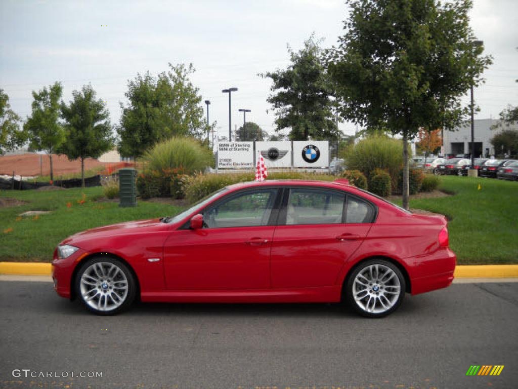 2009 3 Series 335d Sedan - Crimson Red / Beige photo #2
