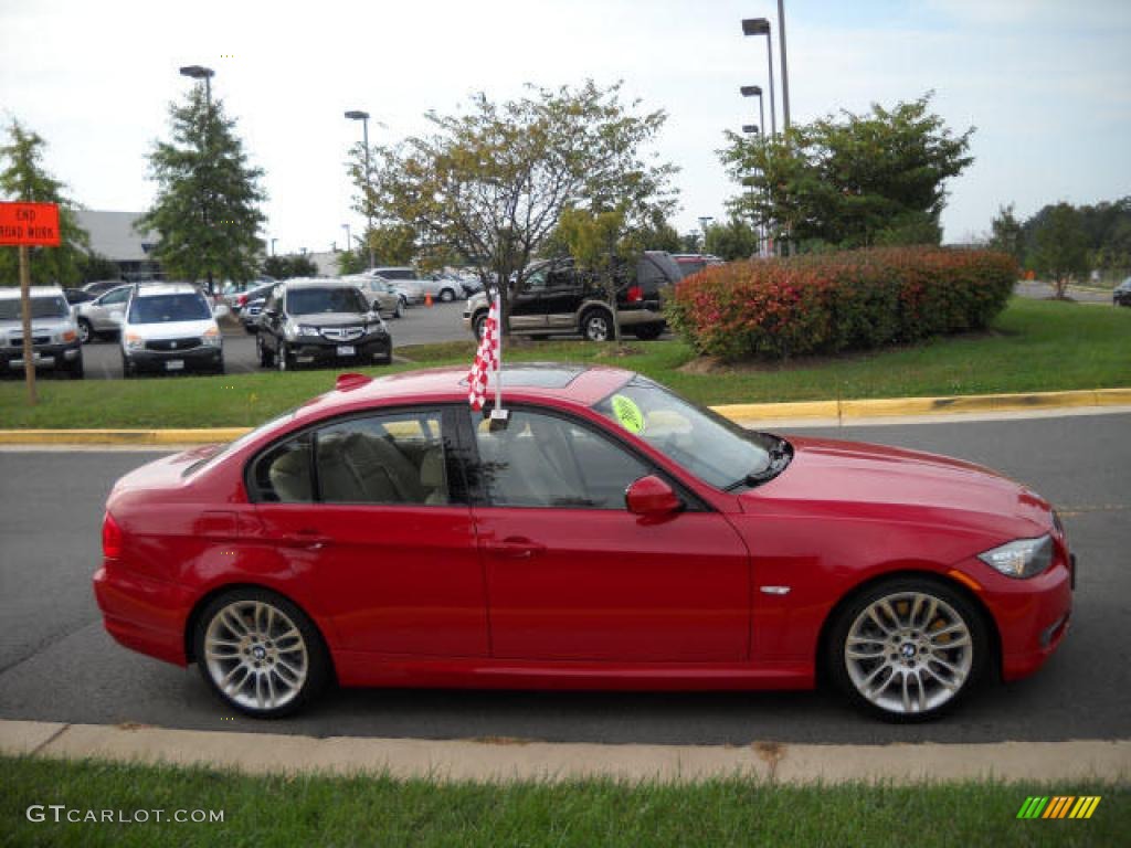 2009 3 Series 335d Sedan - Crimson Red / Beige photo #6