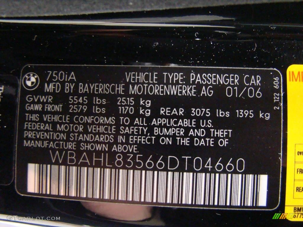 2006 7 Series 750i Sedan - Black Sapphire Metallic / Black/Black photo #16