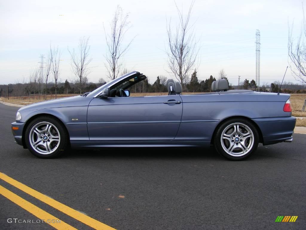 2002 3 Series 330i Convertible - Steel Blue Metallic / Grey photo #8