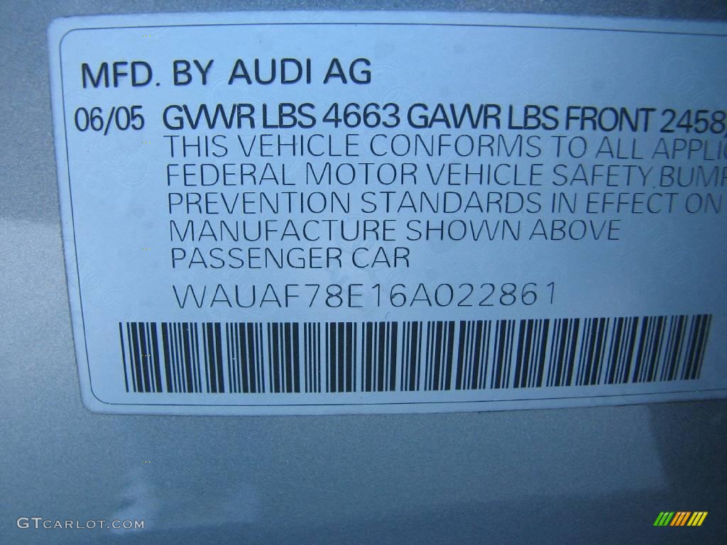 2006 A4 2.0T Sedan - Quartz Gray Metallic / Platinum photo #24