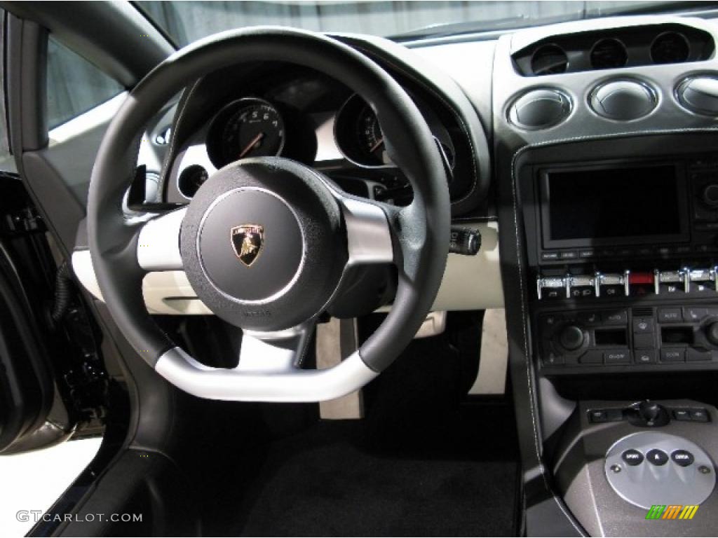 2009 Lamborghini Gallardo LP560-4 Coupe Black/White Steering Wheel Photo #25464698