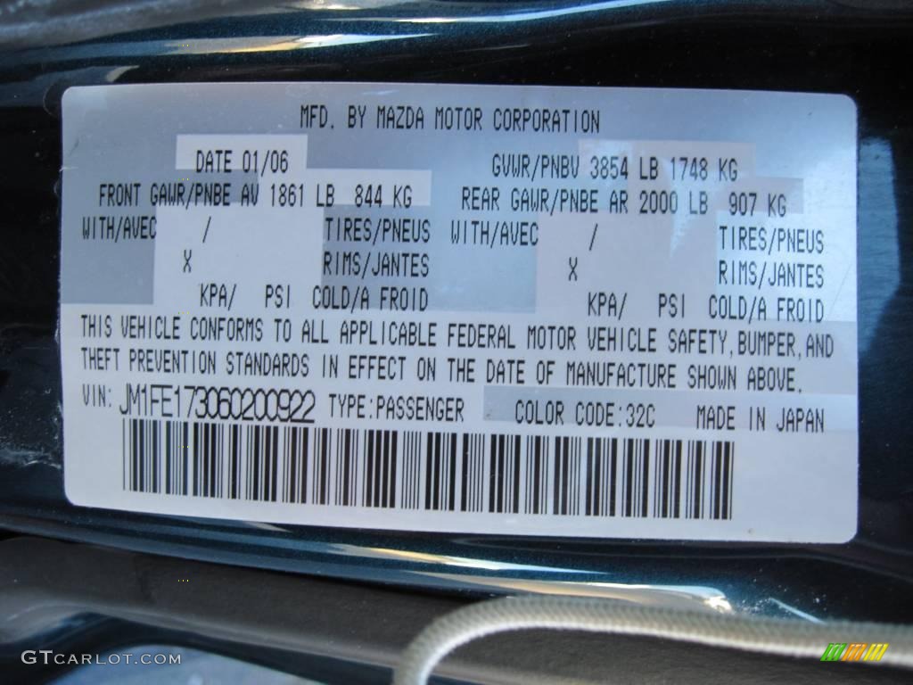 2006 RX-8 Color Code 32C for Phantom Blue Mica Photo #25473930