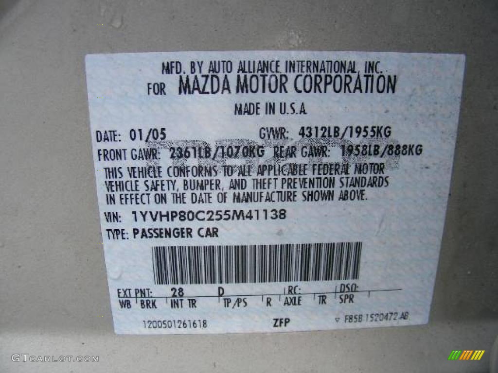 2005 MAZDA6 i Sedan - Pebble Ash Metallic / Black photo #32