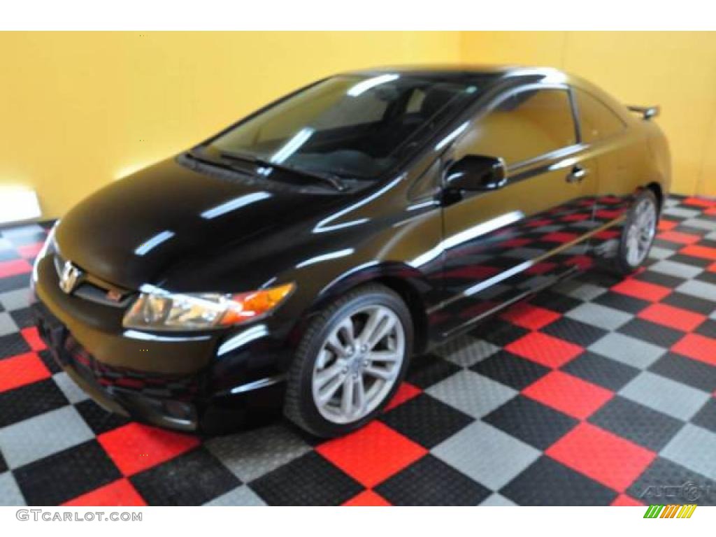 2007 Civic Si Coupe - Nighthawk Black Pearl / Black photo #3